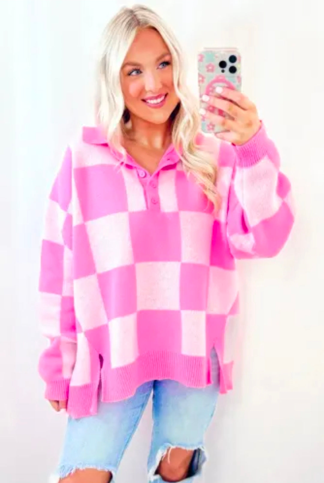 Pink Drop Shoulder Sweater