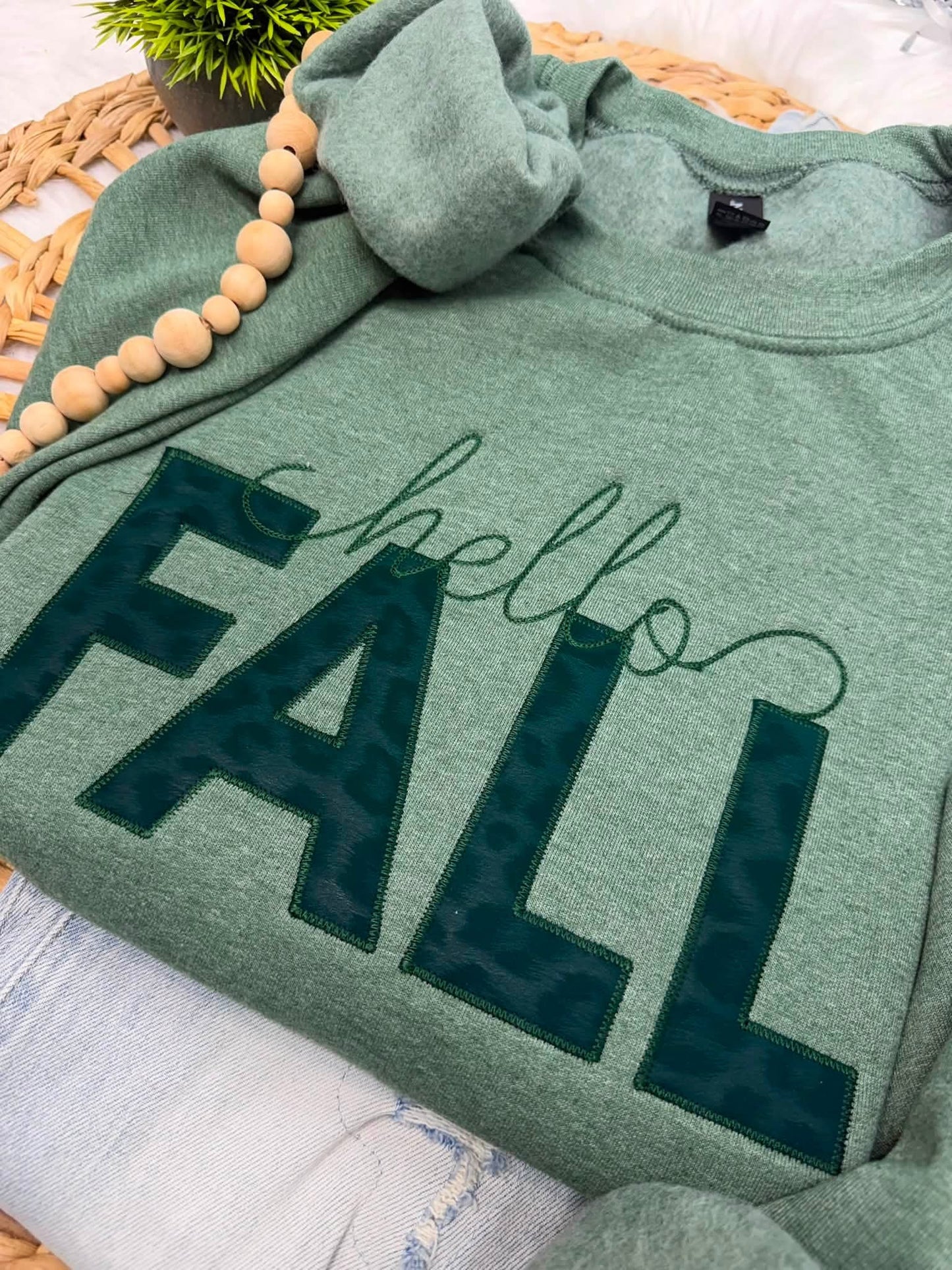 Hello Fall Embroidered Crew