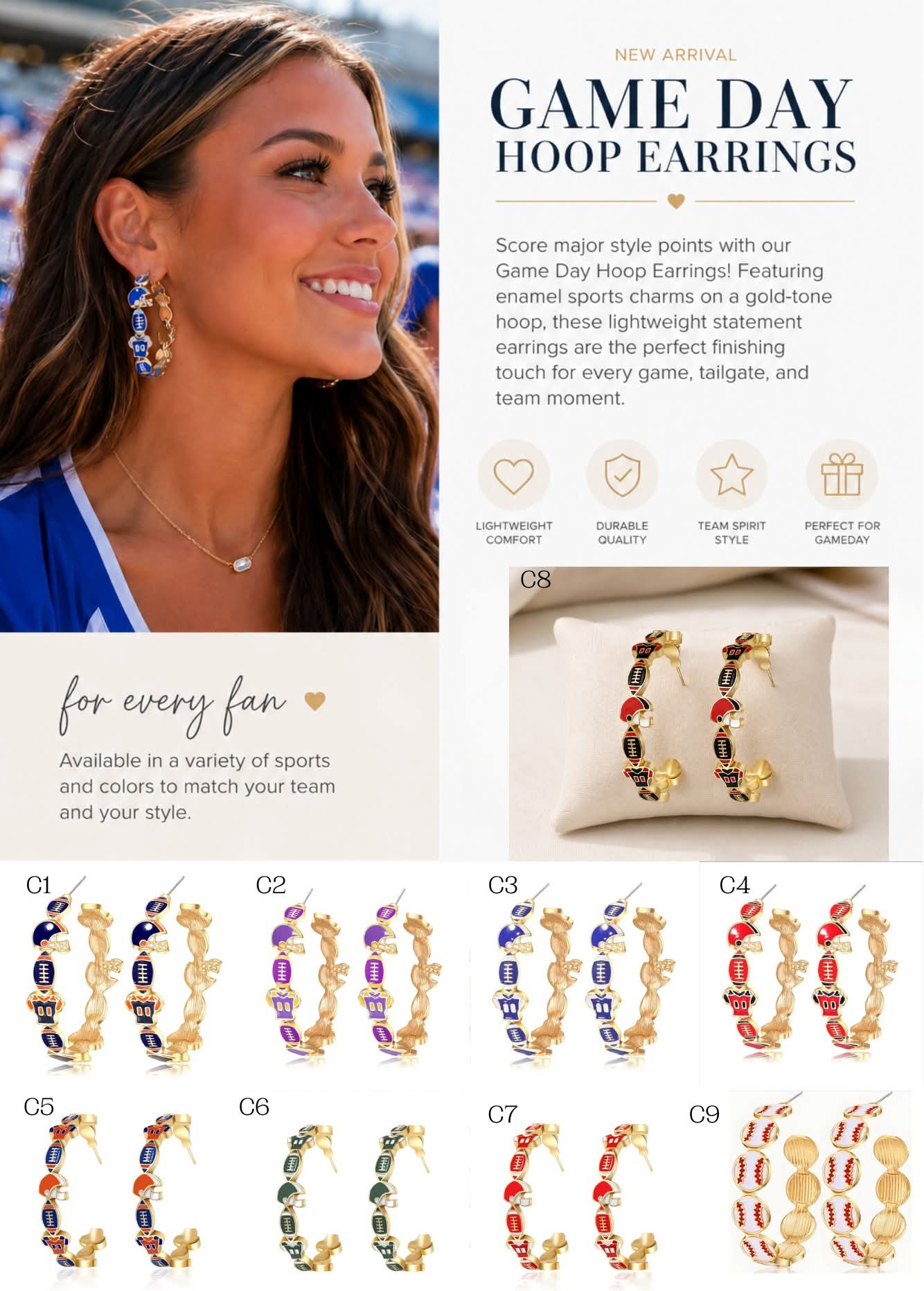 Gane Day Hoop Earrings