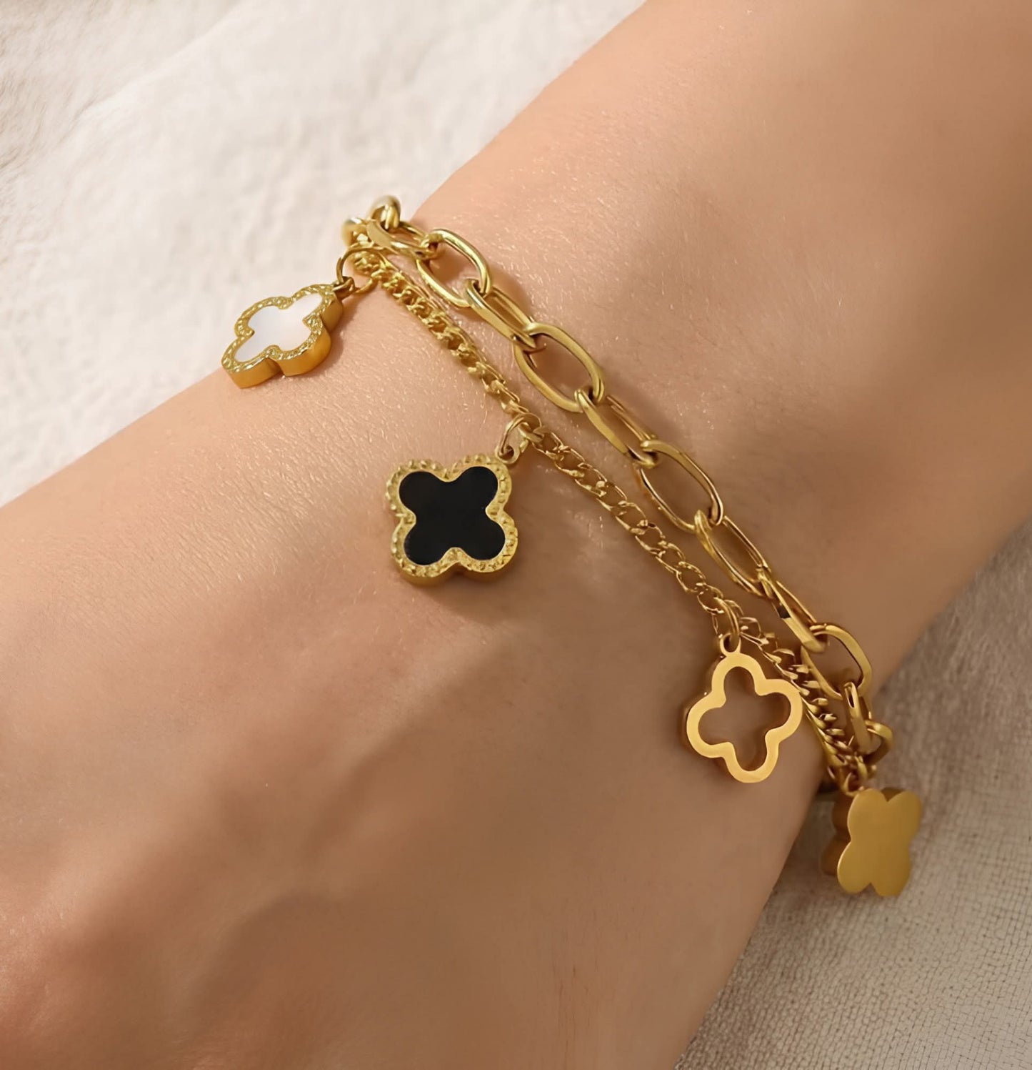 Clover Double Chain Bracelet