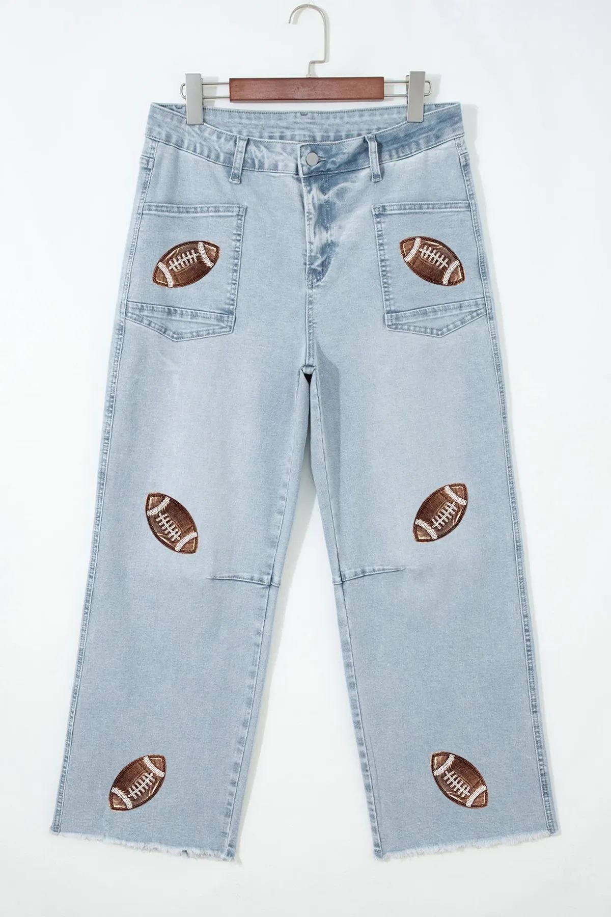 Football Sequin Patch Jeans
