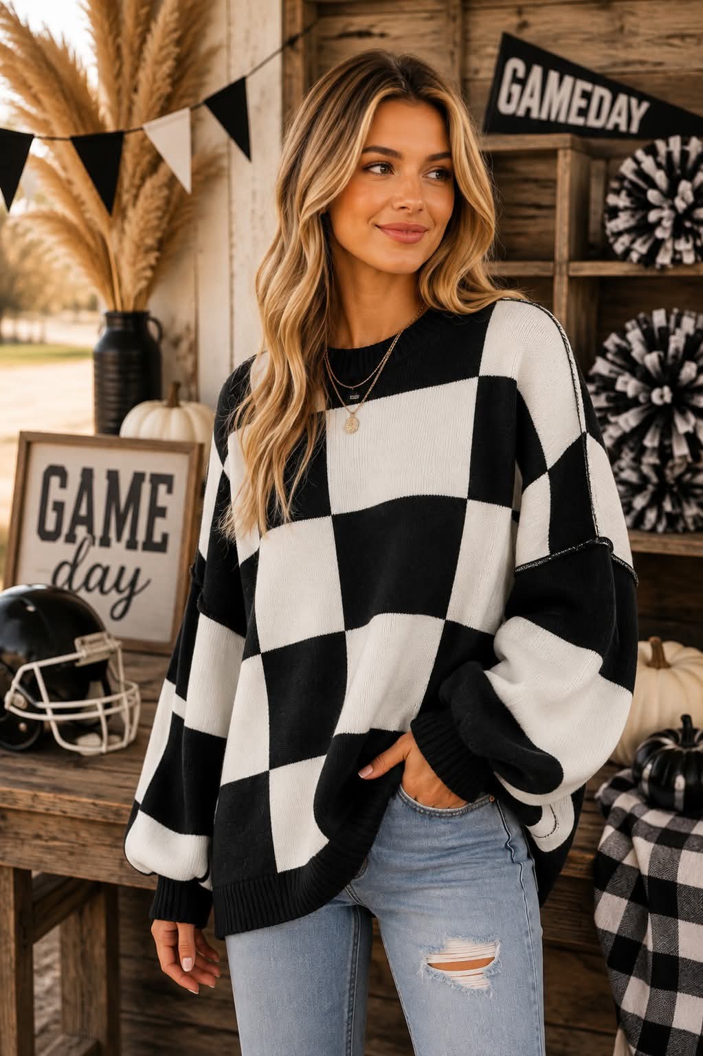 Cozy Checker Sweater