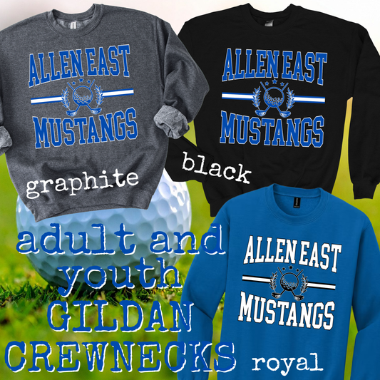 Mustangs Golf Crewneck or Longsleeve