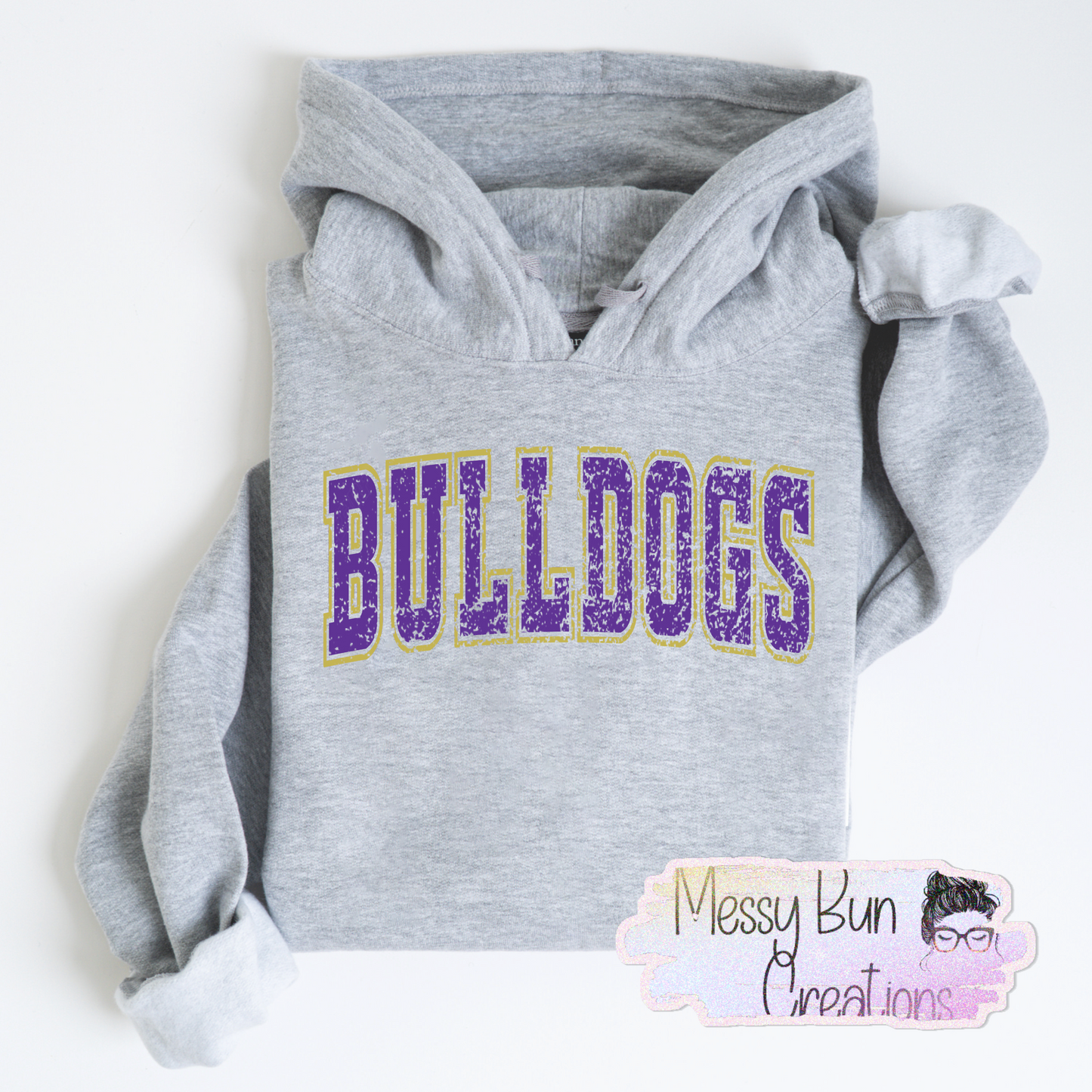 Bulldogs Purple Grunge Hoodie Youth