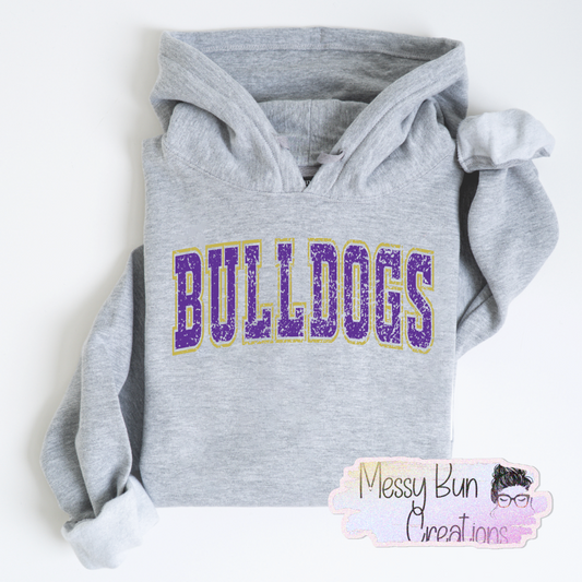 Bulldogs Purple Grunge Hoodie Youth