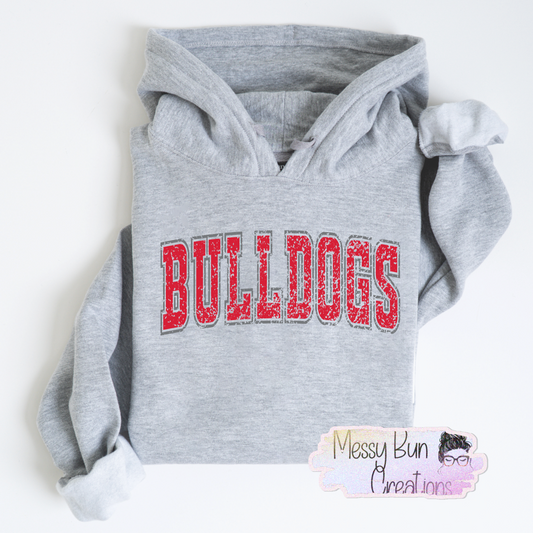 Bulldogs Red Grunge Hoodie Youth